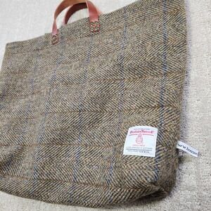 Harris Tweed Tote Bag Unisex Herringbone Handwoven Pure Wool Lined Plaid 17x14